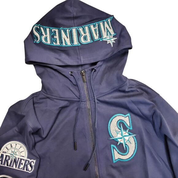 SEATTLE MARINERS Sweater Adult Large Blue Embroidered Full Zip Outdoor Hooded - Picture 2 of 11